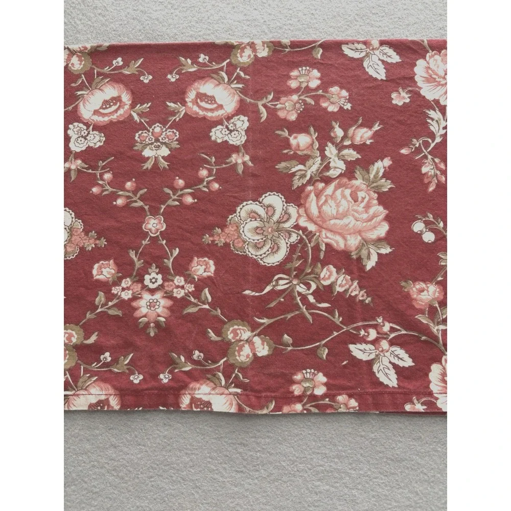 Williams Sonoma Vintage Floral Rose Red Sage Pink Dinner Napkins Set Of 6